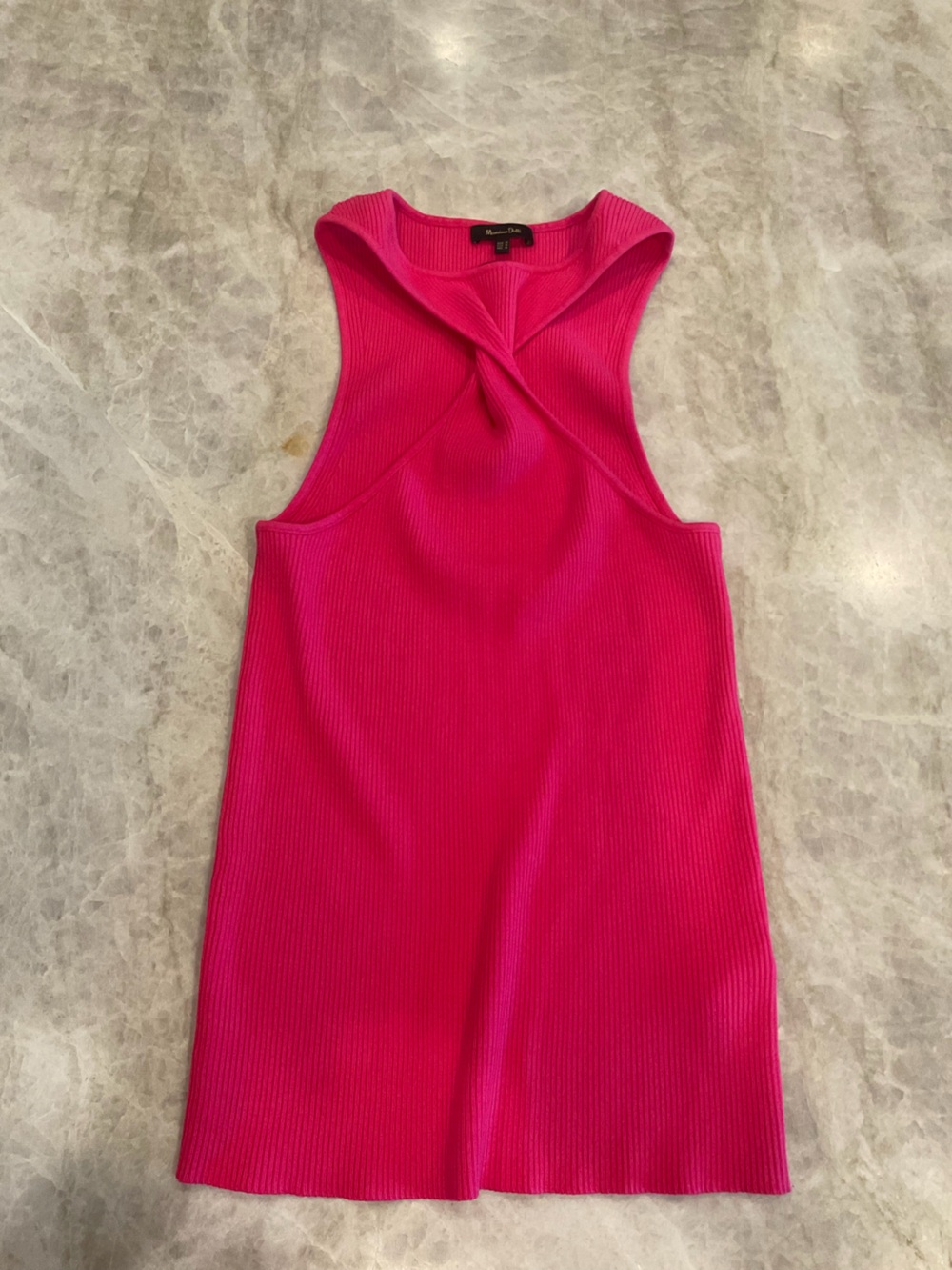 Massimo Dutti Fuchsia Ribbed Twist-Front Tank Top